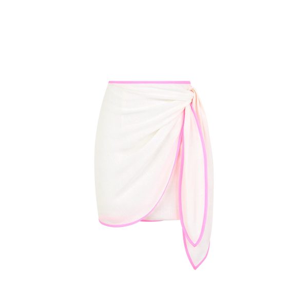 Wrap Tie Mini Skirt - White Cheap