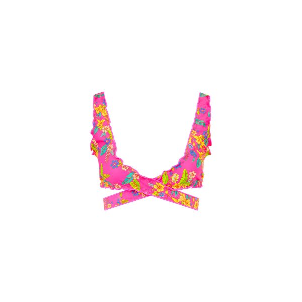 Lettuce Edge Wrap Bikini Top - Viva Vacation on Sale