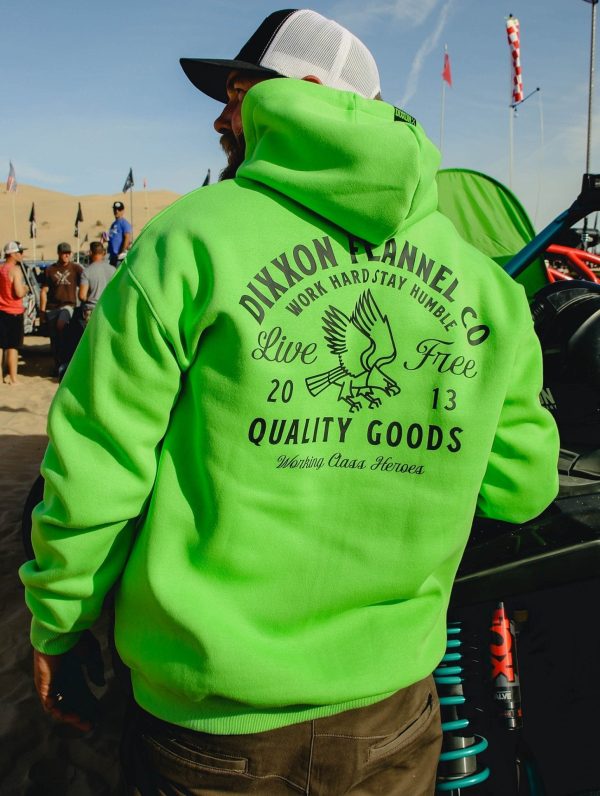 Black Quality Goods Zip Up Hoodie - Safety Green For Sale