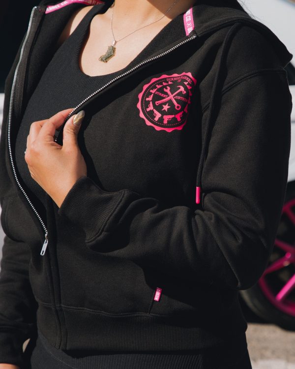 Women s Pink Bandit Zip Up Hoodie - Black Hot on Sale - Image 3