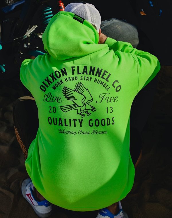 Black Quality Goods Zip Up Hoodie - Safety Green For Sale - Image 4