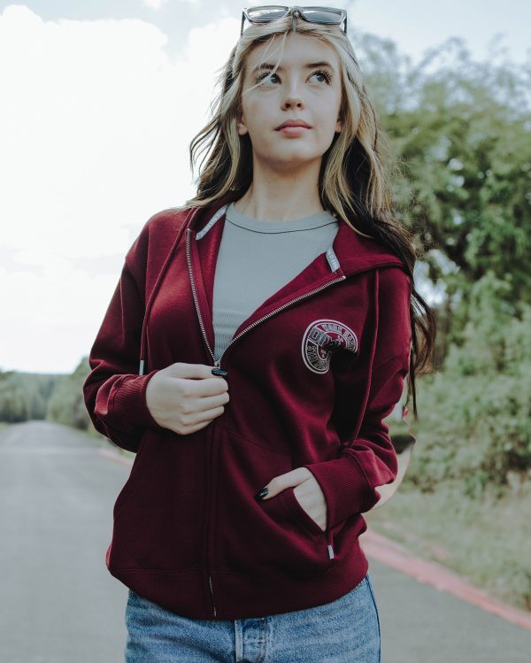 Women s Gray & Black Corpo Zip Up - Maroon Sale