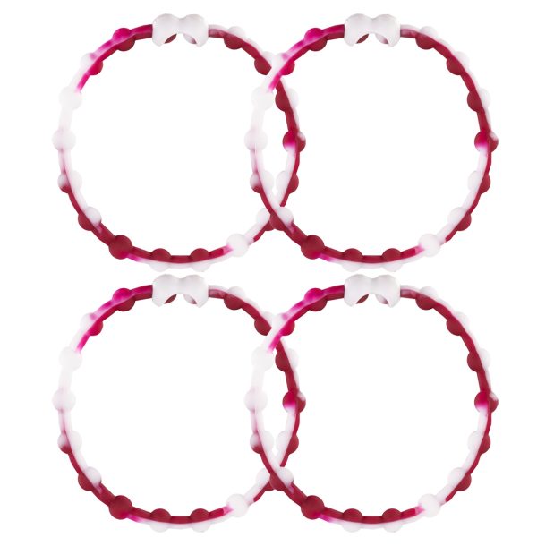 White & Maroon Hair Ties (4-Pack): A Touch of Sophistication for Your Hairstyle Online Sale