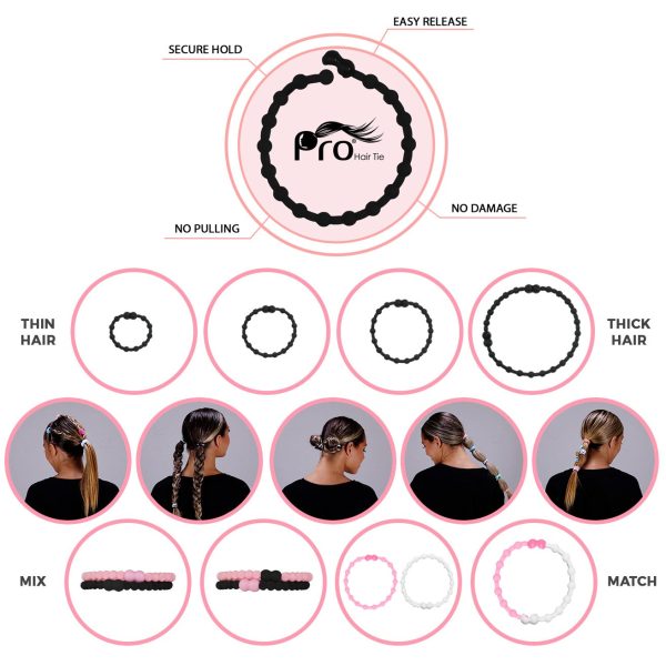 White & Maroon Hair Ties (4-Pack): A Touch of Sophistication for Your Hairstyle Online Sale - Image 2