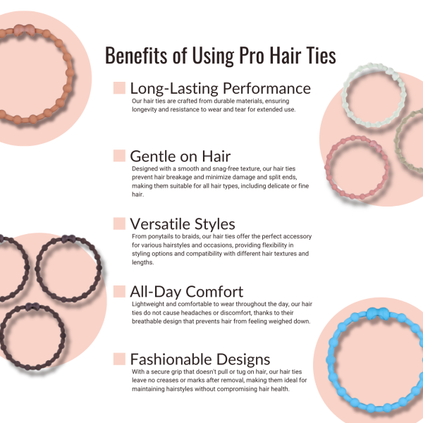 White & Maroon Hair Ties (4-Pack): A Touch of Sophistication for Your Hairstyle Online Sale - Image 4